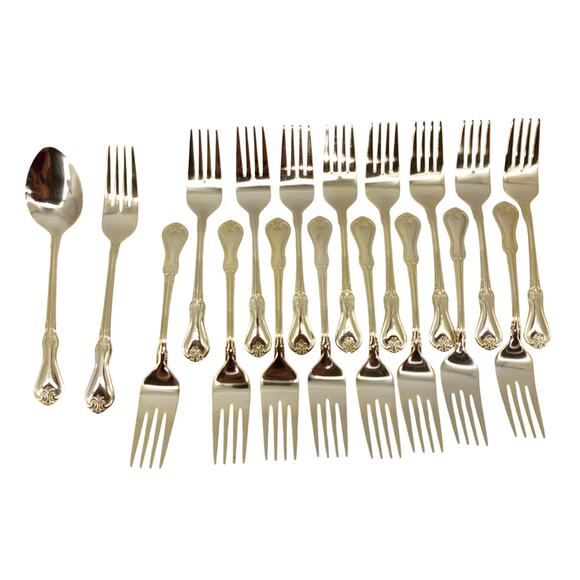 Alco Gold Tone Flatware Hollywood Regency 18 Pcs. Forks - Picture 1 of 16